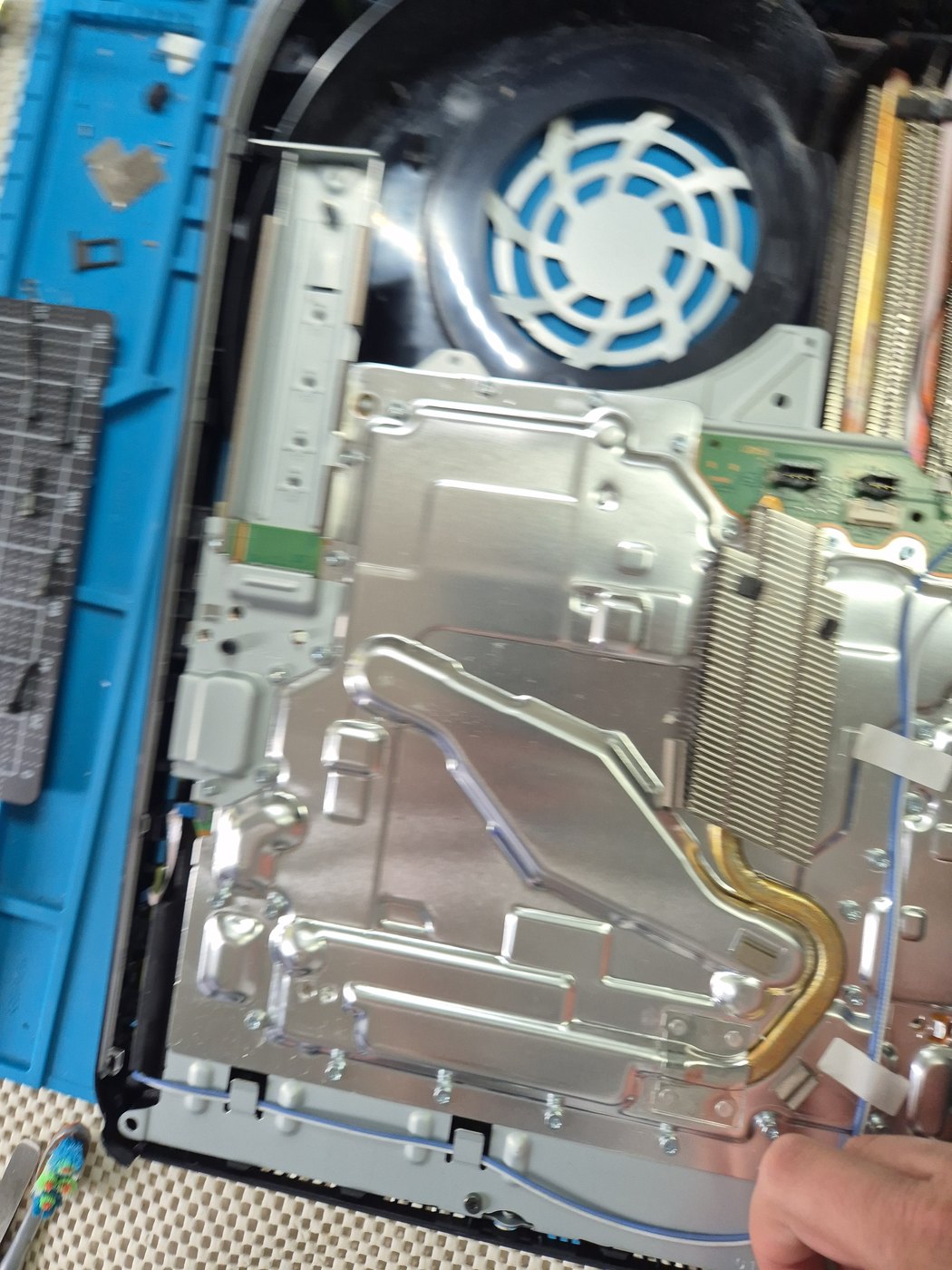 Game console opened for internal hardware diagnostics
